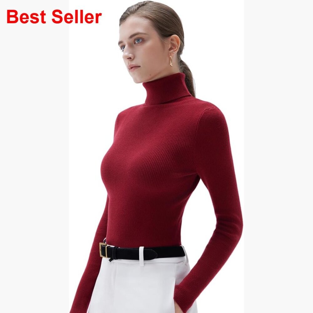 Cashmere Blend Turtleneck Sweater Long Sleeve Pullover Thermal Top